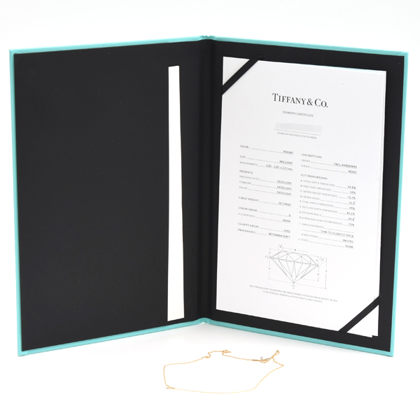 ティファニー ネックレス レディース バイザヤード 1Pダイヤ ネックレス D0.2ct G-VVS2-3Ex ゴールド TIFFANY 750YG 中古