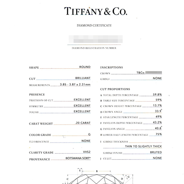ティファニー ネックレス レディース バイザヤード 1Pダイヤ ネックレス D0.2ct G-VVS2-3Ex ゴールド TIFFANY 750YG 中古