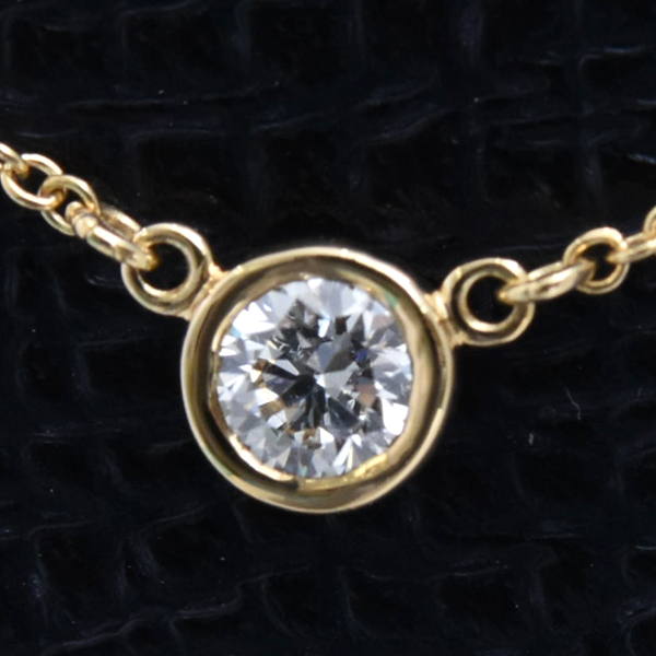ティファニー ネックレス レディース バイザヤード 1Pダイヤ ネックレス D0.2ct G-VVS2-3Ex ゴールド TIFFANY 750YG 中古