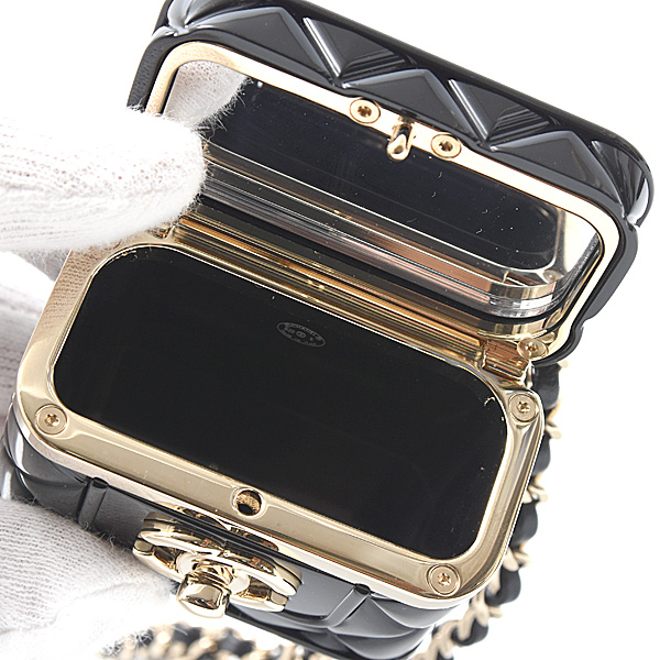 シャネル レディース 小物入れ マトラッセ バニティバッグ型 チェーン付き小物入れ プラスチック ブラック CHANEL B22K 中古