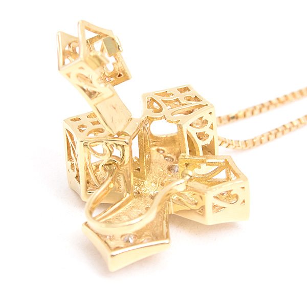 ゆきざき ネックレス メンズ レディース ダブルトップ ペンダントトップ ダイヤ クロス D0.56ct YUKIZAKI W50121.12.6.5 K18YG 中古