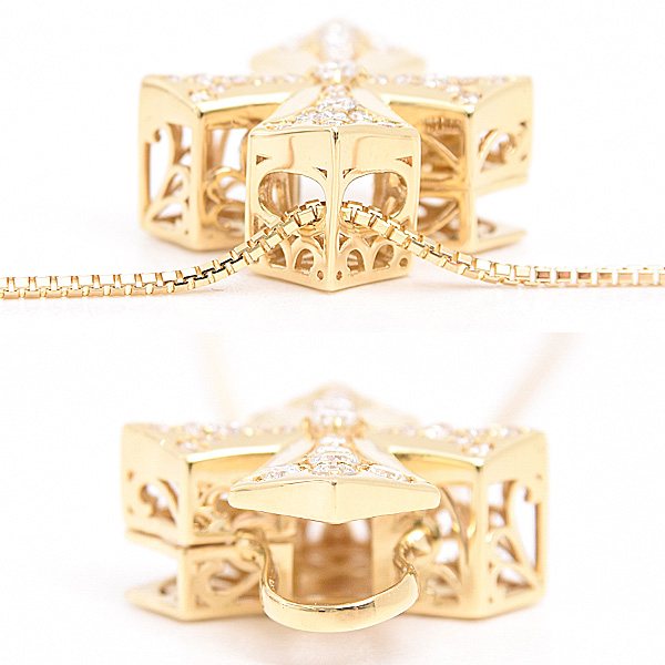 ゆきざき ネックレス メンズ レディース ダブルトップ ペンダントトップ ダイヤ クロス D0.56ct YUKIZAKI W50121.12.6.5 K18YG 中古