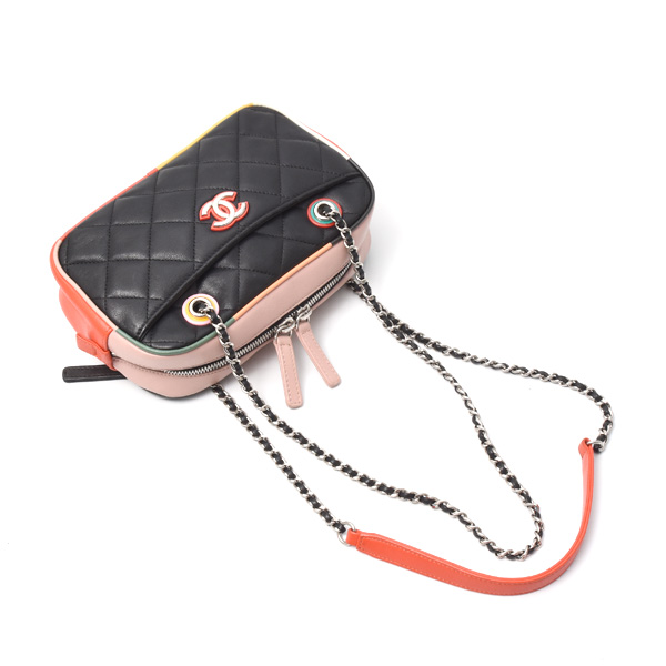 シャネル バッグ レディース マトラッセ チェーンショルダーバッグ 23番台 ラムスキン ブラック×マルチカラー CHANEL 中古