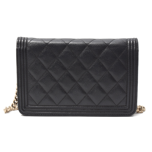 シャネル バッグ レディース ボーイシャネル チェーンウォレット マトラッセ キャビアスキン ブラック CHANEL 中古
