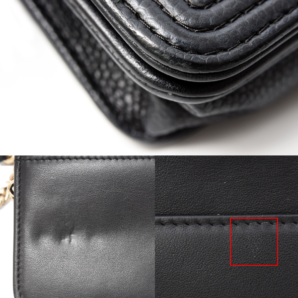 シャネル バッグ レディース ボーイシャネル チェーンウォレット マトラッセ キャビアスキン ブラック CHANEL 中古