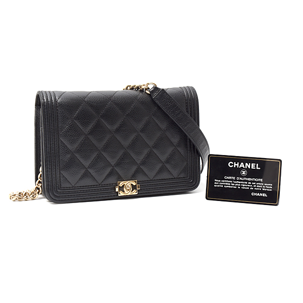 シャネル バッグ レディース ボーイシャネル チェーンウォレット マトラッセ キャビアスキン ブラック CHANEL 中古