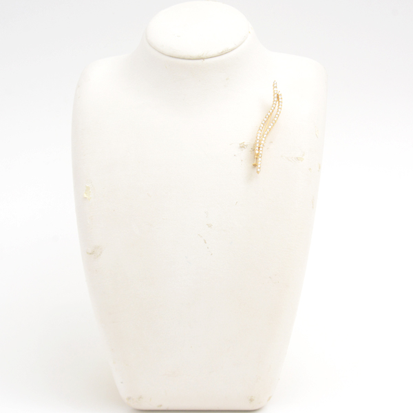 タサキ ブローチ レディース ダイヤ ウェーブデザイン 帯留 D1.76ct 2WAY イエローゴールド TASAKI K18 中古