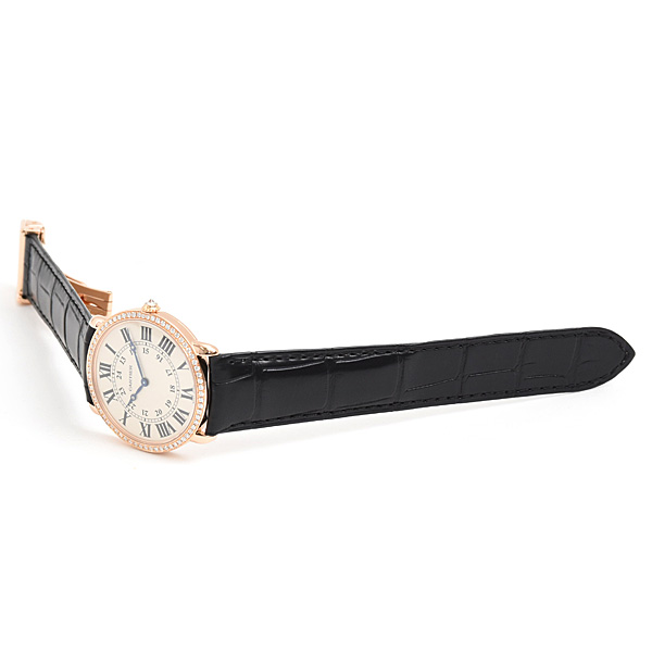 カルティエ 時計 メンズ レディース ロンド ルイ カルティエ LM 純正ダイヤベゼル 手巻 シルバー文字盤 750PG ピンクゴールド Cartier WR000651 中古