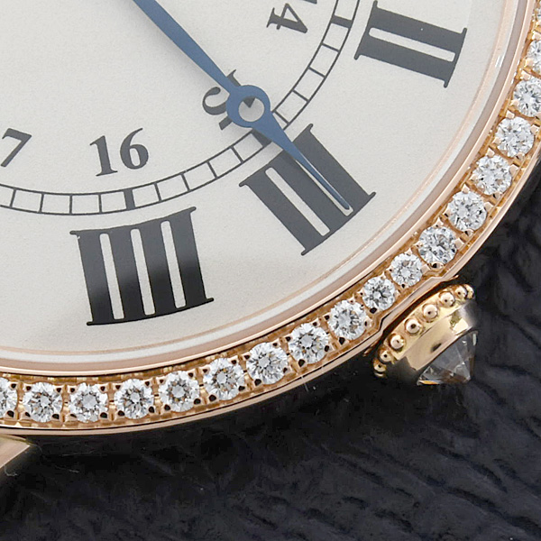 カルティエ 時計 メンズ レディース ロンド ルイ カルティエ LM 純正ダイヤベゼル 手巻 シルバー文字盤 750PG ピンクゴールド Cartier WR000651 中古