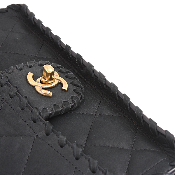 シャネル バッグ レディース マトラッセ チェーンショルダー 編み込み ベルベットカーフ ブラック CHANEL 中古