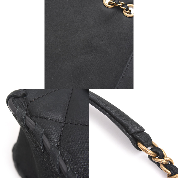 シャネル バッグ レディース マトラッセ チェーンショルダー 編み込み ベルベットカーフ ブラック CHANEL 中古