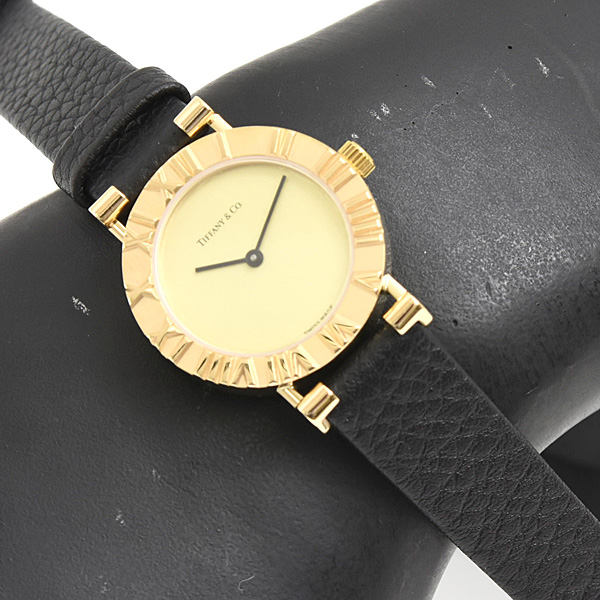 ティファニー 時計 レディース アトラス 電池式 イエローゴールド 18K TIFFANY D288.753 中古