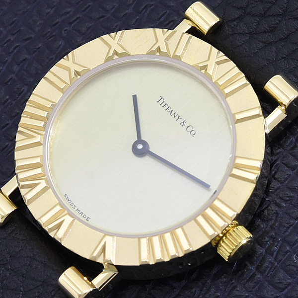 ティファニー 時計 レディース アトラス 電池式 イエローゴールド 18K TIFFANY D288.753 中古