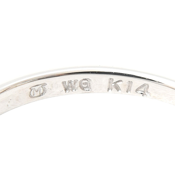 ミキモト リング レディース 一粒パール ダイヤモンド リング 8.1mm珠 実測10号 K14WG MIKIMOTO 中古