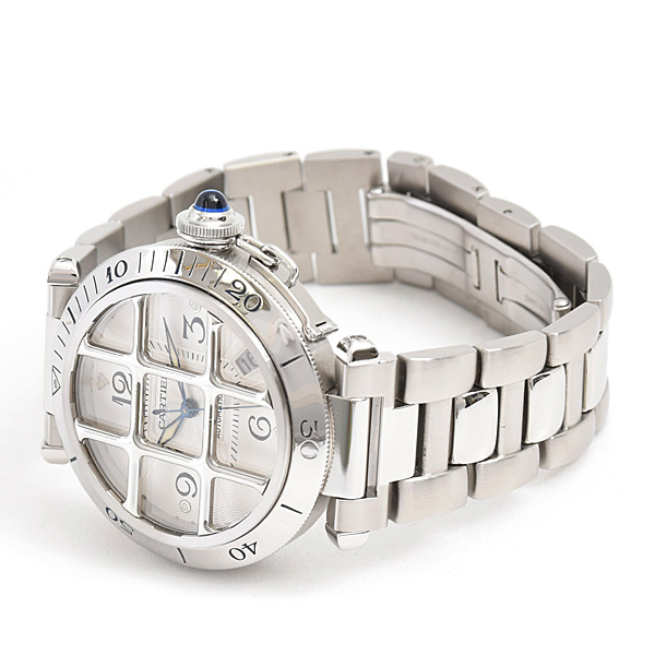 カルティエ 時計 メンズ パシャ グリッド 38mm 自動巻 シルバー文字盤 ステンレス Cartier W31040H3 中古