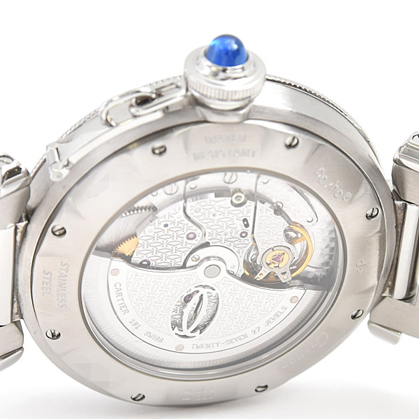 カルティエ 時計 メンズ パシャ グリッド 38mm 自動巻 シルバー文字盤 ステンレス Cartier W31040H3 中古