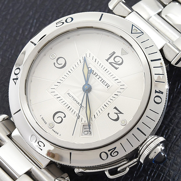 カルティエ 時計 メンズ パシャ グリッド 38mm 自動巻 シルバー文字盤 ステンレス Cartier W31040H3 中古