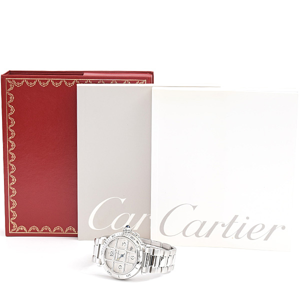 カルティエ 時計 メンズ パシャ グリッド 38mm 自動巻 シルバー文字盤 ステンレス Cartier W31040H3 中古