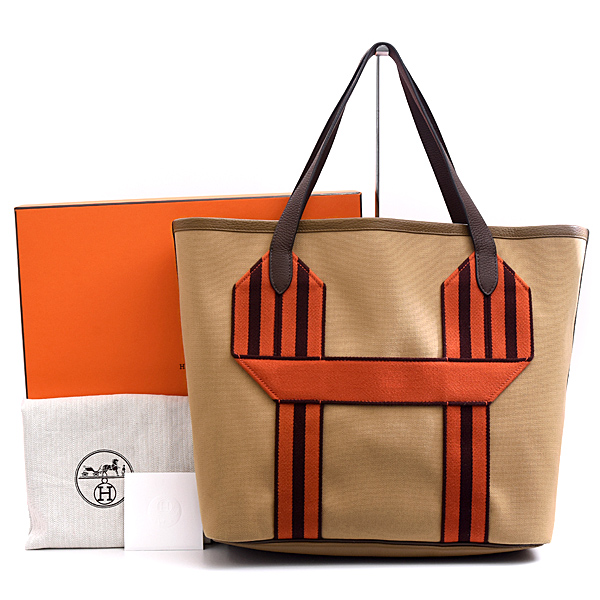 エルメス バッグ レディース メンズ ピュールサングル U刻印 トートバッグ キャンバス ブラウン HERMES 中古