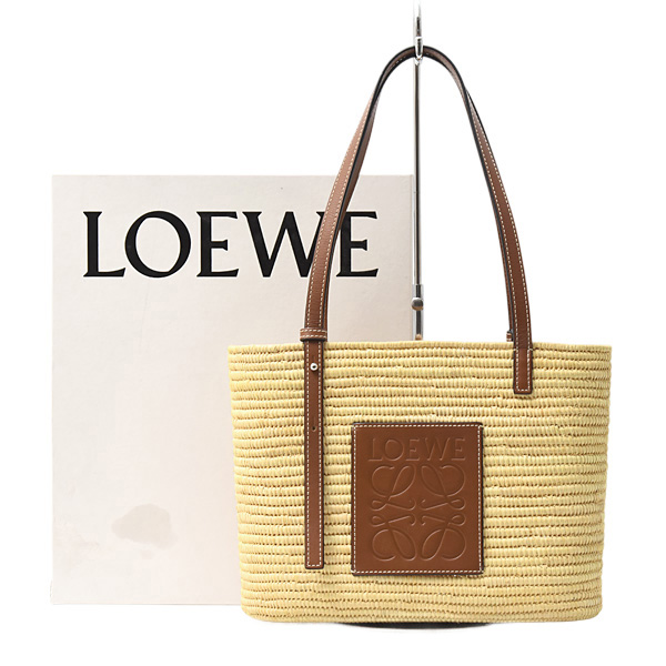 ロエベ バッグ レディース スクエア バスケット スモール カゴバッグ ショルダーバッグ ラフィア LOEWE A223099X02 中古