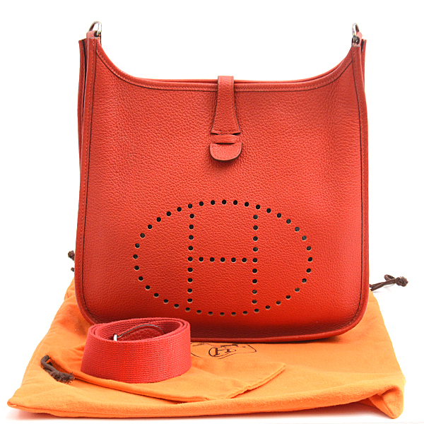 エルメス バッグ レディース メンズ エブリン2 PM ショルダーバッグ □H刻 トリヨン レッド HERMES 中古