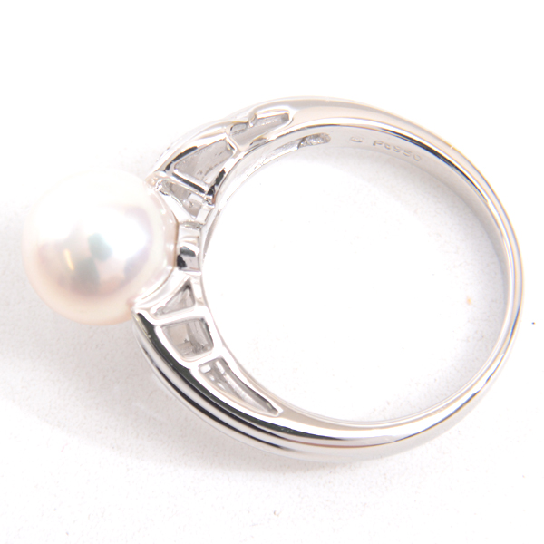 ミキモト 指輪 レディース パール ダイヤモンド リング 8.4mm珠 11号 プラチナ MIKIMOTO PT950 中古