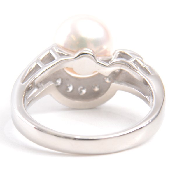 ミキモト 指輪 レディース パール ダイヤモンド リング 8.4mm珠 11号 プラチナ MIKIMOTO PT950 中古