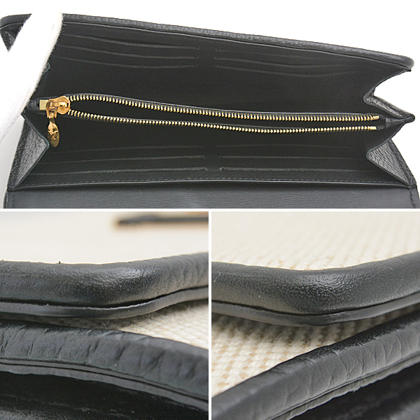 ルイヴィトン 財布 レディース ポルトフォイユカプシーヌ 長財布 キャンバス×レザー アイボリー×ブラック Louis Vuitton M81305 中古