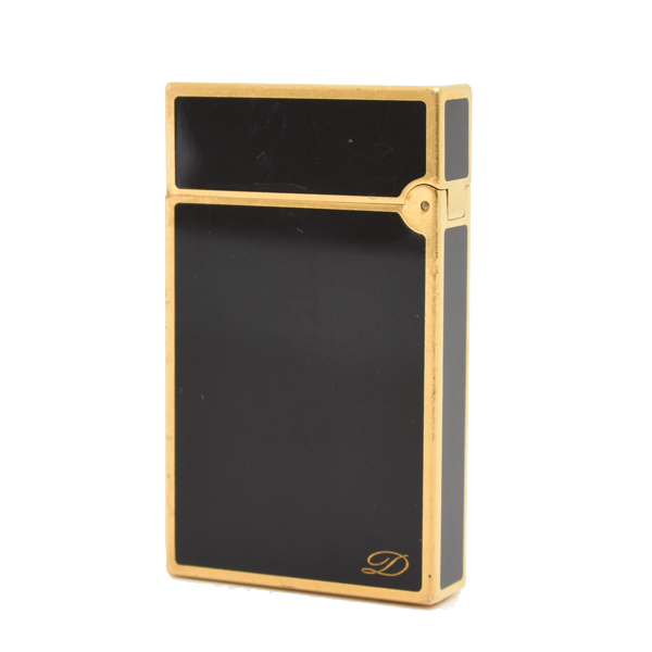 エステーデュポン ローラガスライター ライン2 漆 花柄 ブラックラッカー メンテナンス済み ゴールド S.T.Dupont 中古