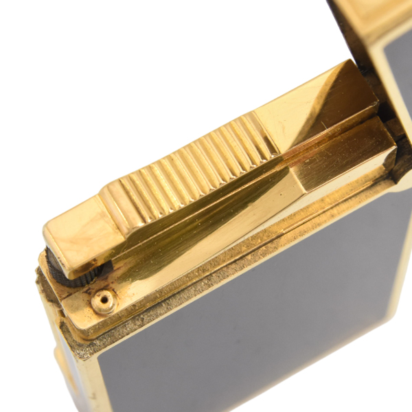 エステーデュポン ローラガスライター ライン2 漆 花柄 ブラックラッカー メンテナンス済み ゴールド S.T.Dupont 中古