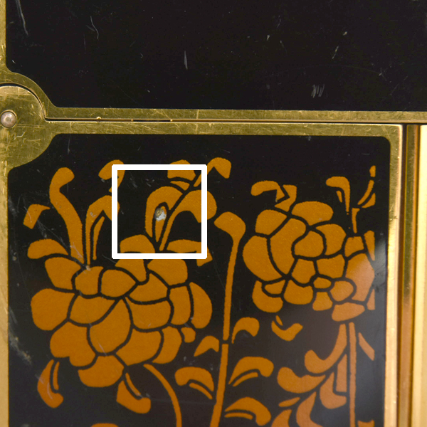 エステーデュポン ローラガスライター ライン2 漆 花柄 ブラックラッカー メンテナンス済み ゴールド S.T.Dupont 中古