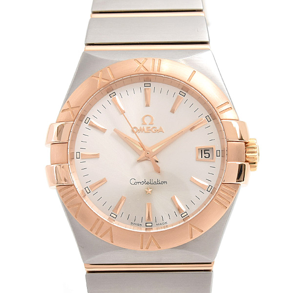 オメガ 時計 メンズ コンステレーション 電池式 シルバー文字盤 SS×PG OMEGA 123.20.35.60.02.001 中古