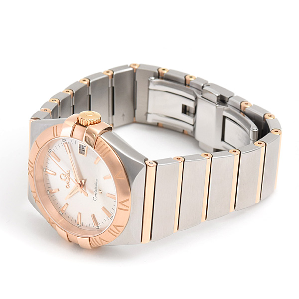 オメガ 時計 メンズ コンステレーション 電池式 シルバー文字盤 SS×PG OMEGA 123.20.35.60.02.001 中古