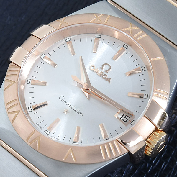 オメガ 時計 メンズ コンステレーション 電池式 シルバー文字盤 SS×PG OMEGA 123.20.35.60.02.001 中古