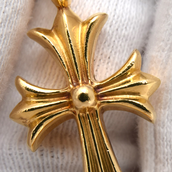 クロムハーツ ペンダント メンズ タイニーファット クロス パヴェダイヤモンド ペンダント トップ イエローゴールド CHROME HEARTS 22KYG 中古