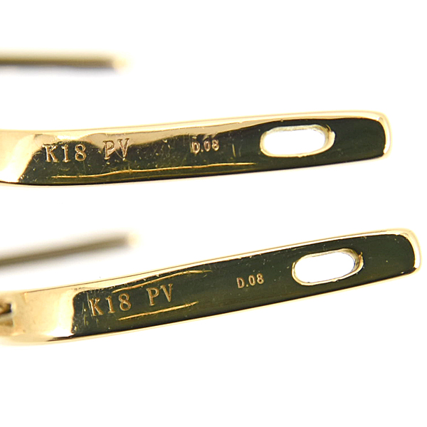 ポンテヴェキオ ピアス レディース ダイヤ スパイラル 螺旋 ツイスト フープピアス イエローゴールド 0.08ct×2 Ponte Vecchio 750YG 中古