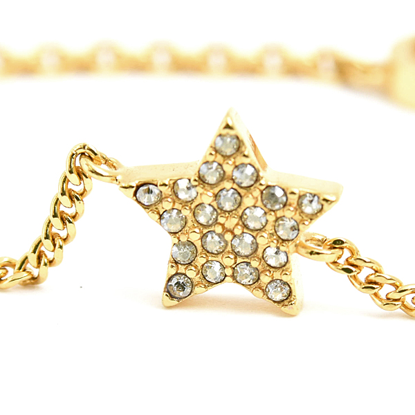 クリスチャンディオール ブレス レディース 2連 PETIT CD ダブル ブレスレット スター クリアストーン ゴールド Christian Dior GP 中古