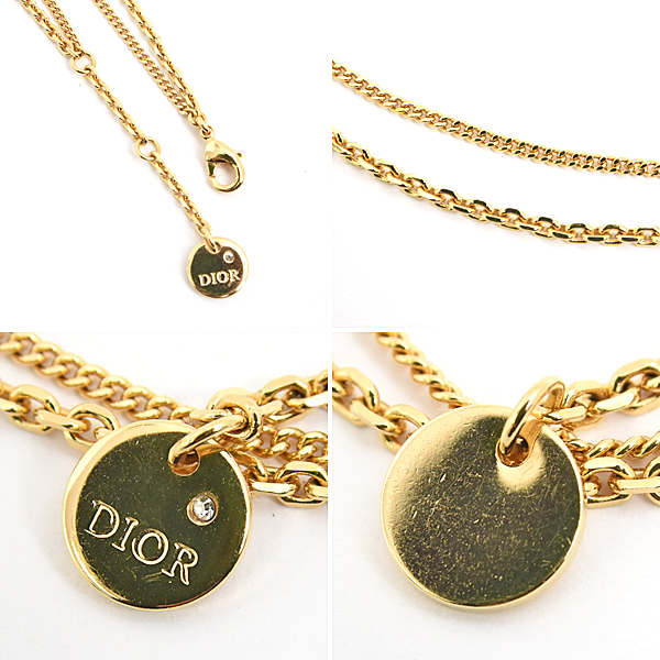 クリスチャンディオール ブレス レディース 2連 PETIT CD ダブル ブレスレット スター クリアストーン ゴールド Christian Dior GP 中古