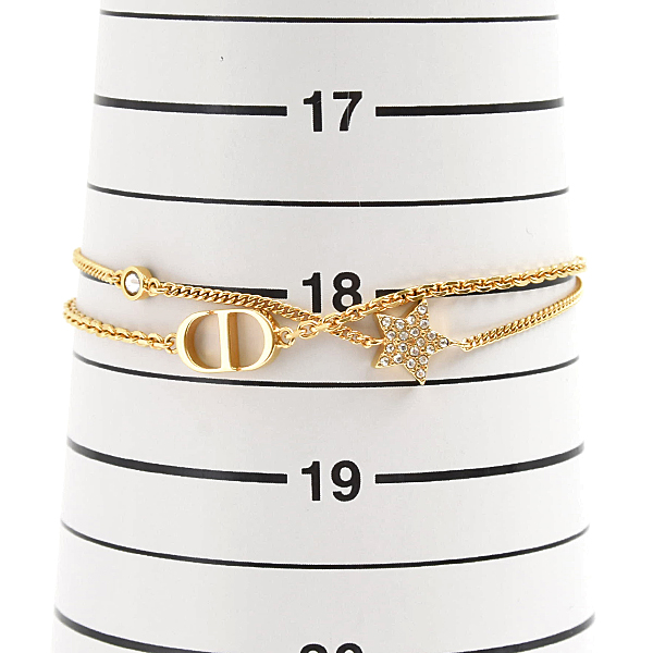 クリスチャンディオール ブレス レディース 2連 PETIT CD ダブル ブレスレット スター クリアストーン ゴールド Christian Dior GP 中古