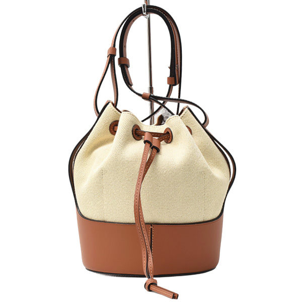 ロエベ バッグ レディース バルーンバッグ スモール ショルダーバッグ キャンバス×カーフ ブラウン LOEWE A710C31X02 中古