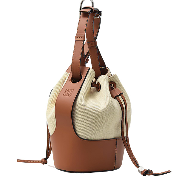 ロエベ バッグ レディース バルーンバッグ スモール ショルダーバッグ キャンバス×カーフ ブラウン LOEWE A710C31X02 中古