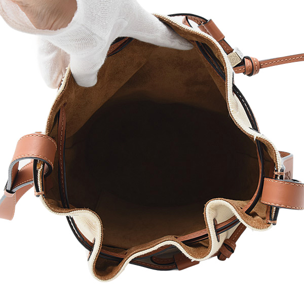 ロエベ バッグ レディース バルーンバッグ スモール ショルダーバッグ キャンバス×カーフ ブラウン LOEWE A710C31X02 中古