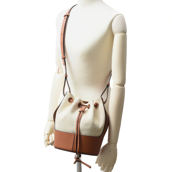 ロエベ バッグ レディース バルーンバッグ スモール ショルダーバッグ キャンバス×カーフ ブラウン LOEWE A710C31X02 中古