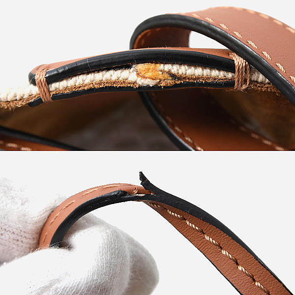 ロエベ バッグ レディース バルーンバッグ スモール ショルダーバッグ キャンバス×カーフ ブラウン LOEWE A710C31X02 中古