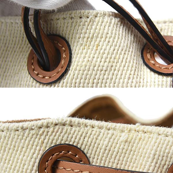 ロエベ バッグ レディース バルーンバッグ スモール ショルダーバッグ キャンバス×カーフ ブラウン LOEWE A710C31X02 中古