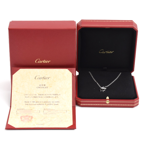 カルティエ ネックレス レディース ラブ スリーフープ ダイヤ ネックレス ゴールド セラミック Cartier 750WG×CE 中古