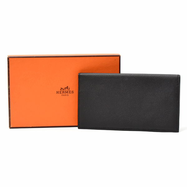 エルメス 財布 メンズ MC2 フレミング 長財布 二つ折り エプソン ブラック D刻印 HERMES 中古