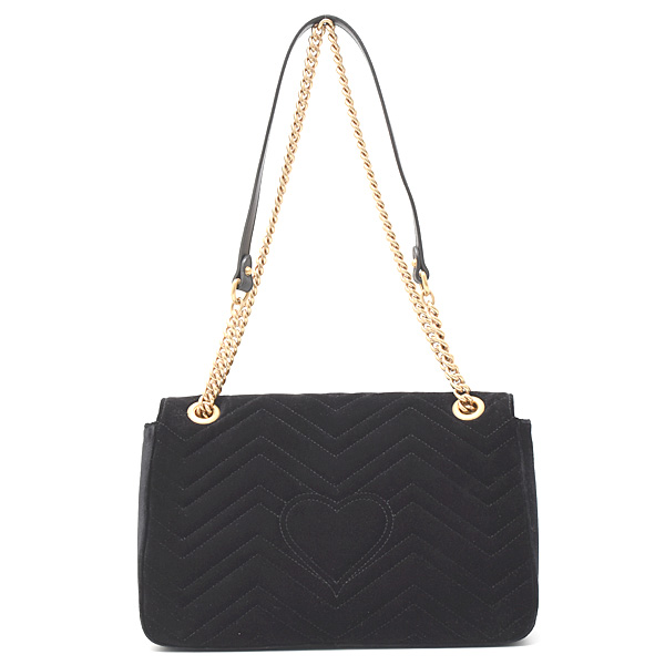 グッチ バッグ レディース GGマーモント チェーンショルダーバッグ ベロア ブラック フラワー GUCCI 443496 中古