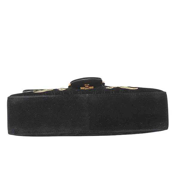 グッチ バッグ レディース GGマーモント チェーンショルダーバッグ ベロア ブラック フラワー GUCCI 443496 中古