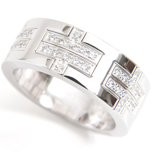 エルメス 指輪 レディース キリム ダイヤモンド リング 52号 ホワイトゴールド HERMES 750WG 中古